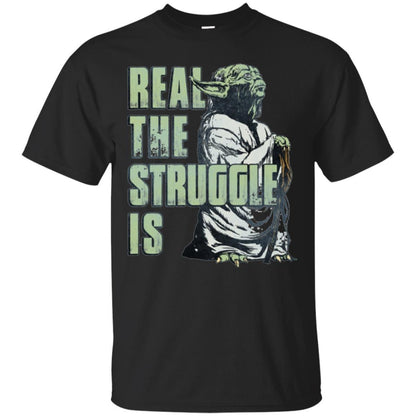 Film T-shirt Star Wars Yoda Real The Struggle Is Graphic Black