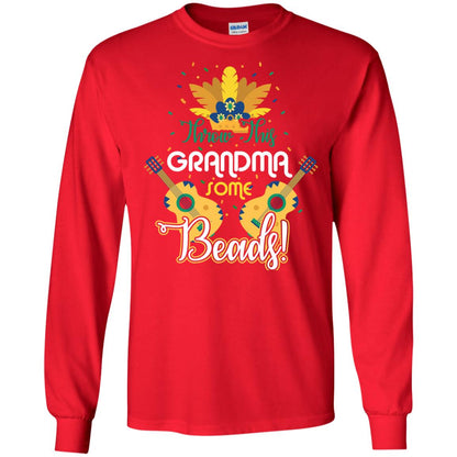 Mardi Gras T-shirt Throw This Grandma Some Beads Red