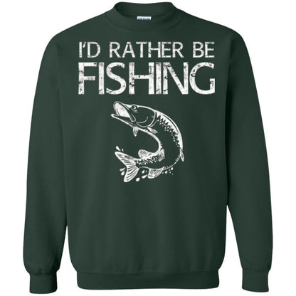 Fisherman T-shirt I'd Rather Be Fishing Forest Green