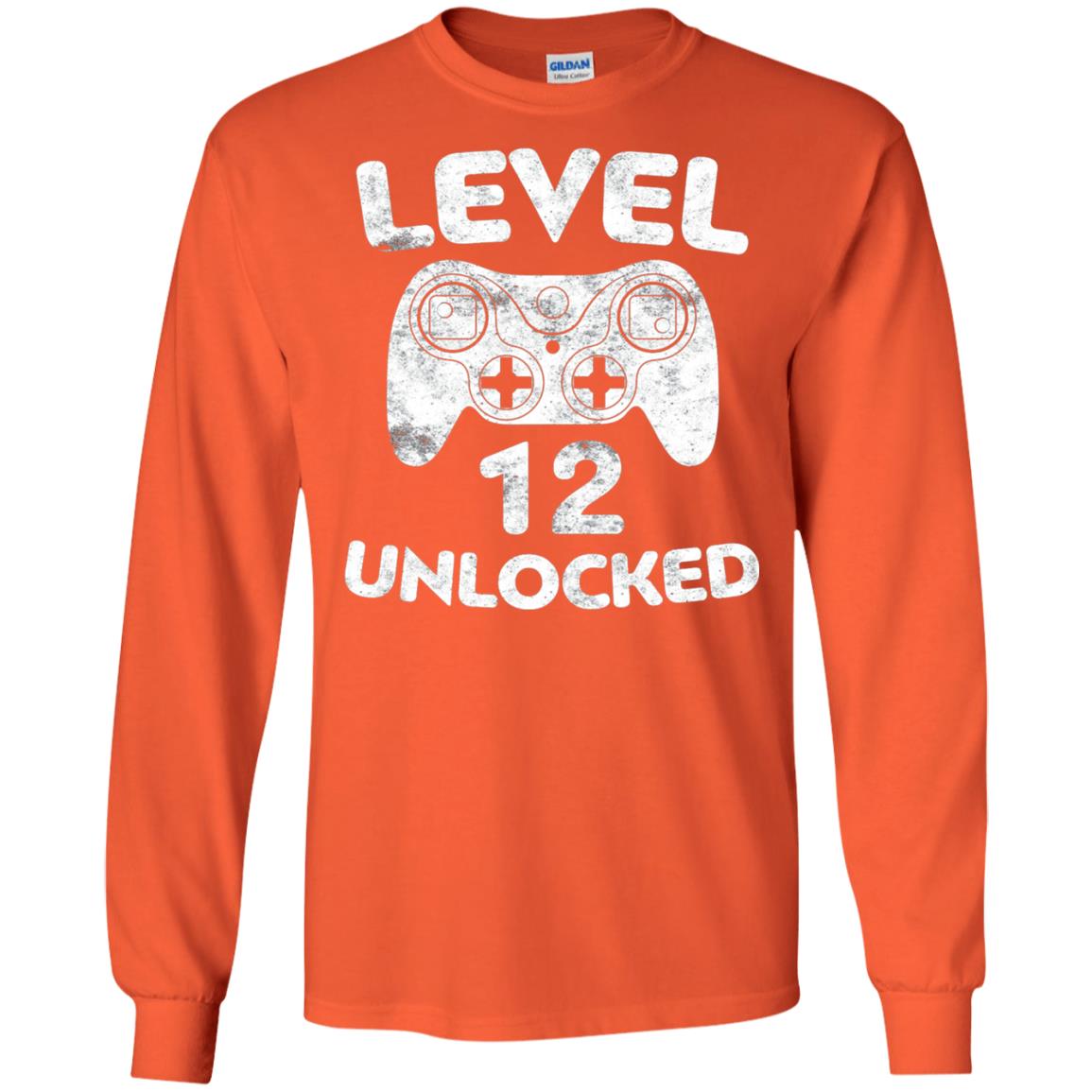 Level 12 Unlocked 12th Video Gamer Birthday Shirt Orange