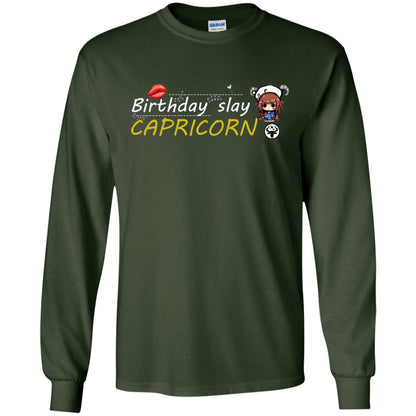 Cute Capricorn Girl Birthday Lip Slay T-shirt Forest Green
