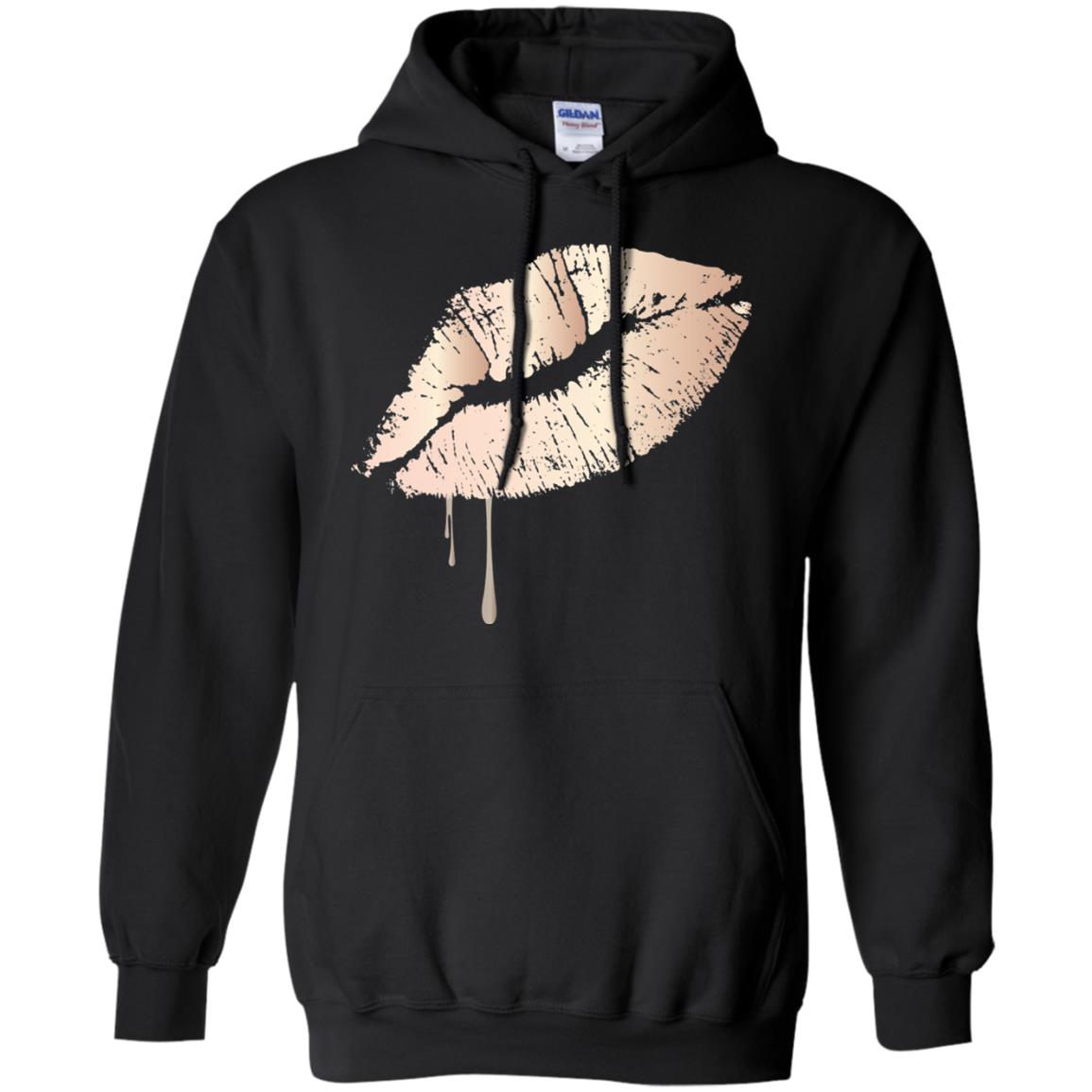 Rose Gold Dripping Lips T-shirt Black