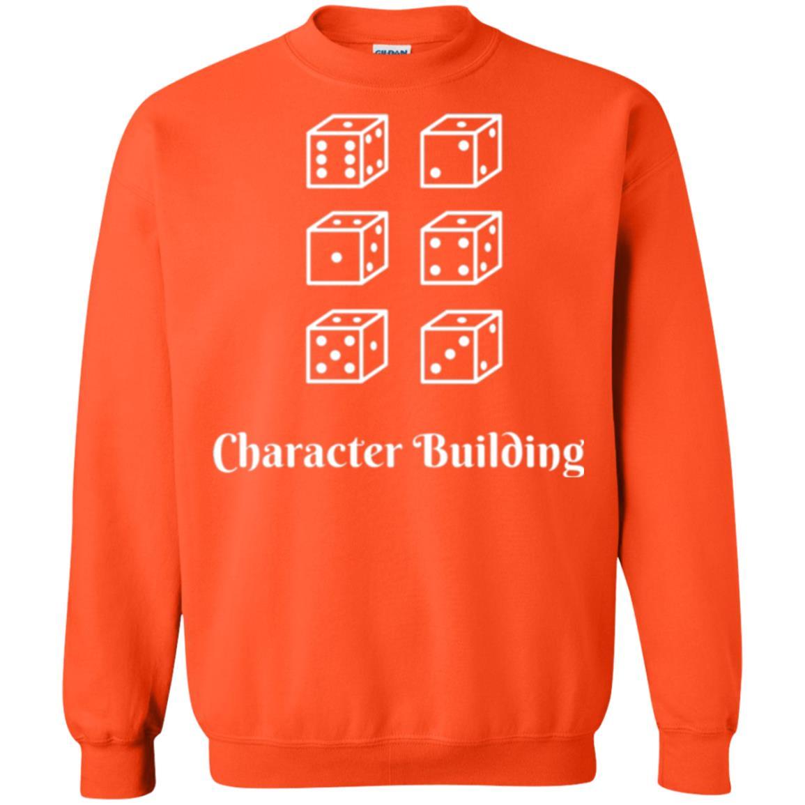 Gamer T-shirt Character Building Rolling Dice Orange