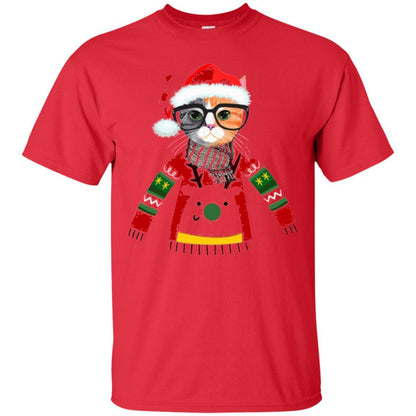 Christmas T-shirt Cat Lover Meowy Christmas T-shirt Red