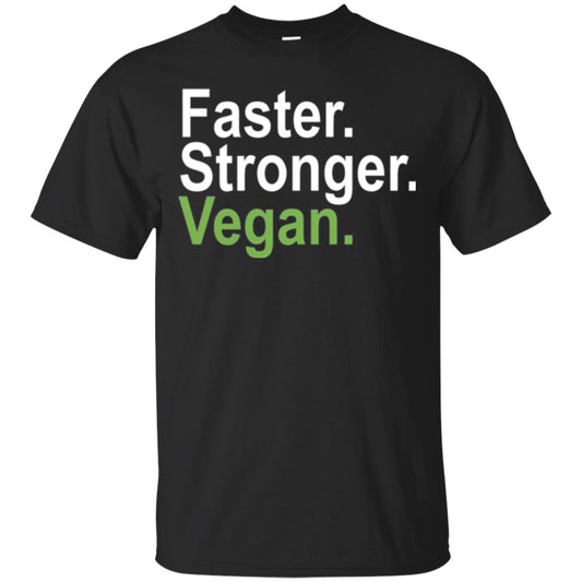 Vegetarian T-shirt Faster Stronger Vegan Black