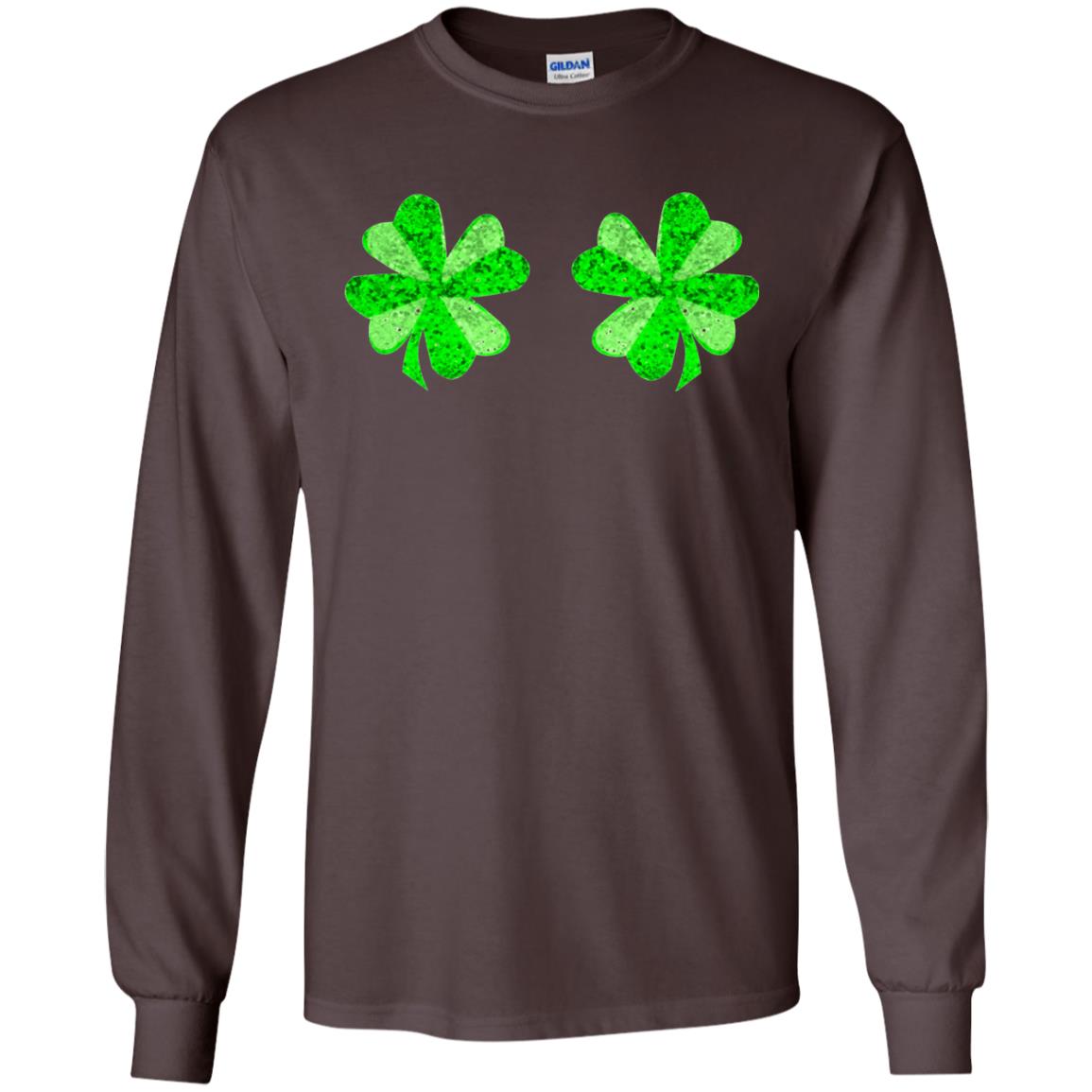 Funny Shamrock Boobs St Patricks Day T-shirt Dark Chocolate