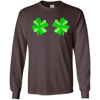 Funny Shamrock Boobs St Patricks Day T-shirt Dark Chocolate