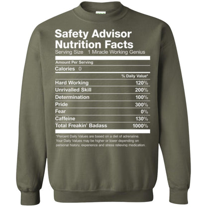 Safety Advisor Nutrition Facts Funny T-shirt Military Green