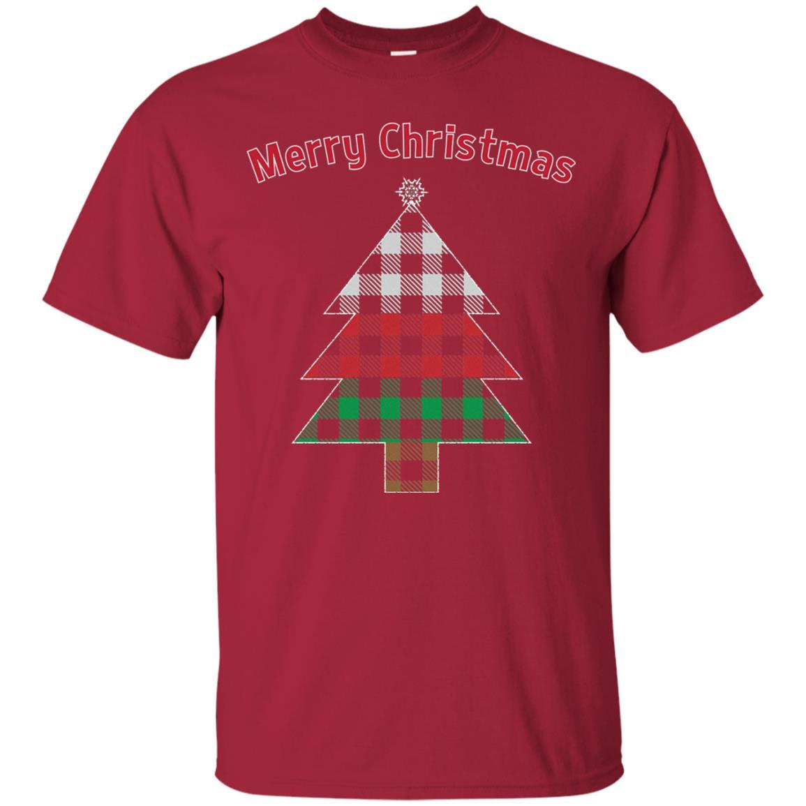 Unique Buffalo Plaid Tree Christmas Matching Pajama T-Shirt Cardinal