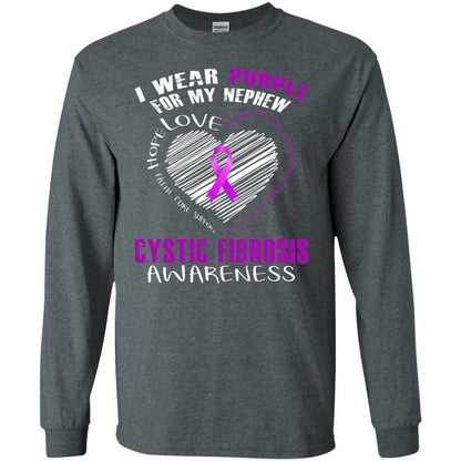 Cystic Fibrosis Awareness T-shirt I Wear Purple Dark Heather