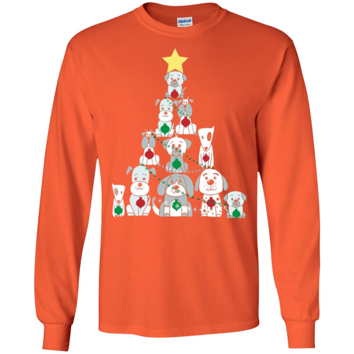 Dogs Lovers T-shirt Christmas Tree By Dogs Orange