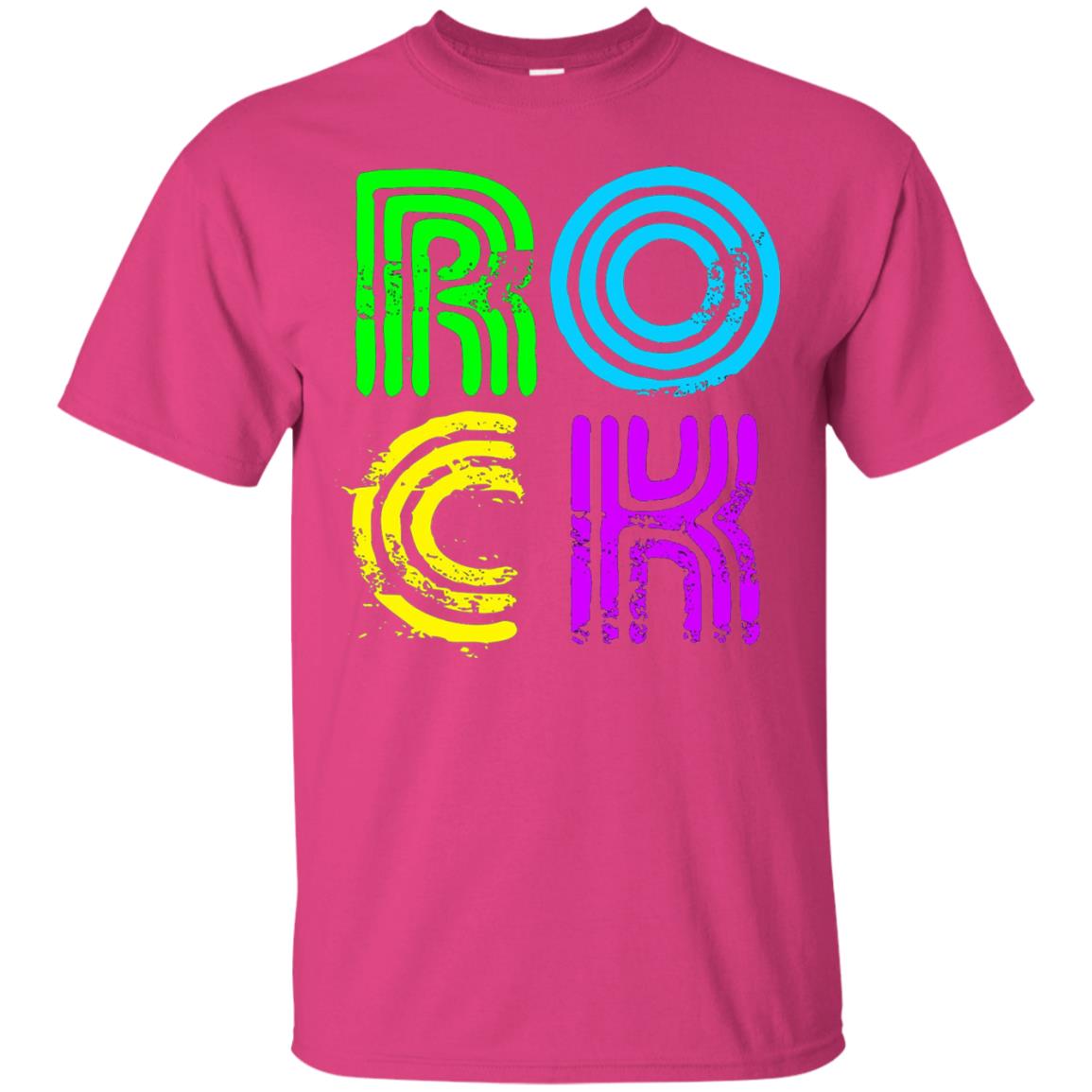 Bright Neon Colours Rock 80_s Retro Theme T-shirt Heliconia