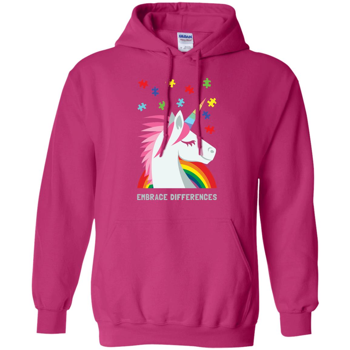 Autism Awareness Shirt Unicorn Puzzle Embrace Differences Heliconia