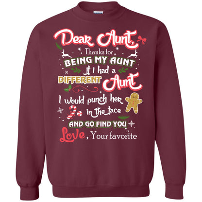 Dear Aunt Thank For Being My Aunt Christmas Holiday T-shirt Maroon