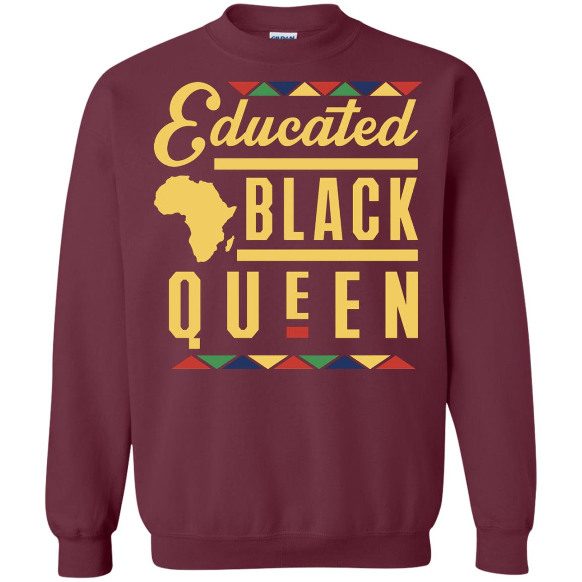 African American T-shirt Educated Black Queen Maroon