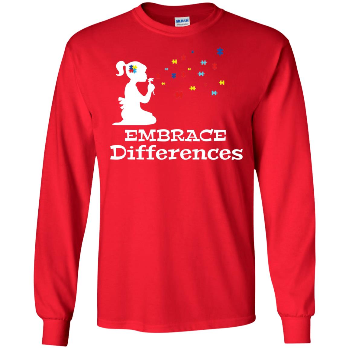 Embrace Differences Autism Awareness T-shirt Red