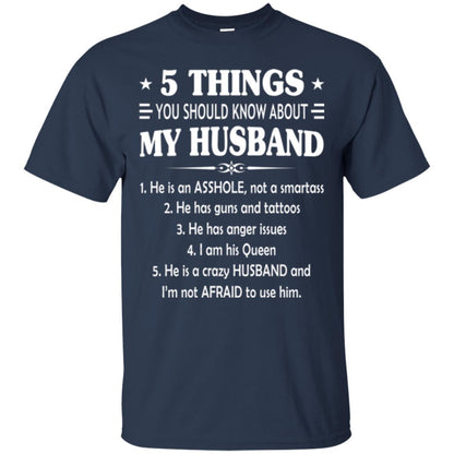 Wife T-shirt 5 Things You Should Know About My Husband Navy