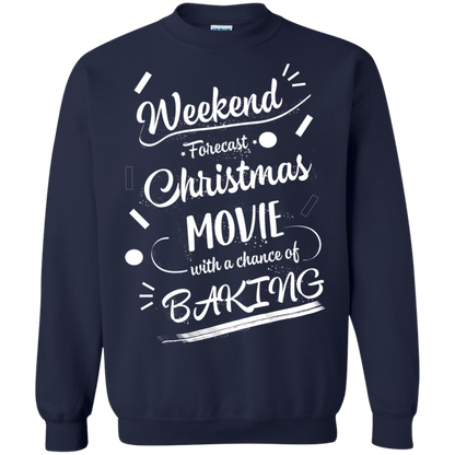 Christmas T-shirt Weekend Forecast Christmas Movie With A Chance Of Baking Navy