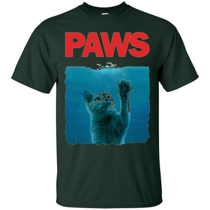 Cat Lover T-shirt Paws Kitten Meow Parody Forest Green
