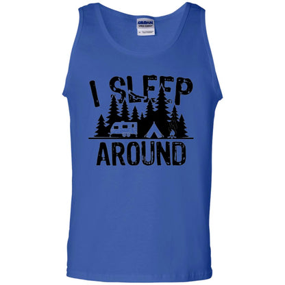 Funny Camping T-shirt I Sleep Around Royal