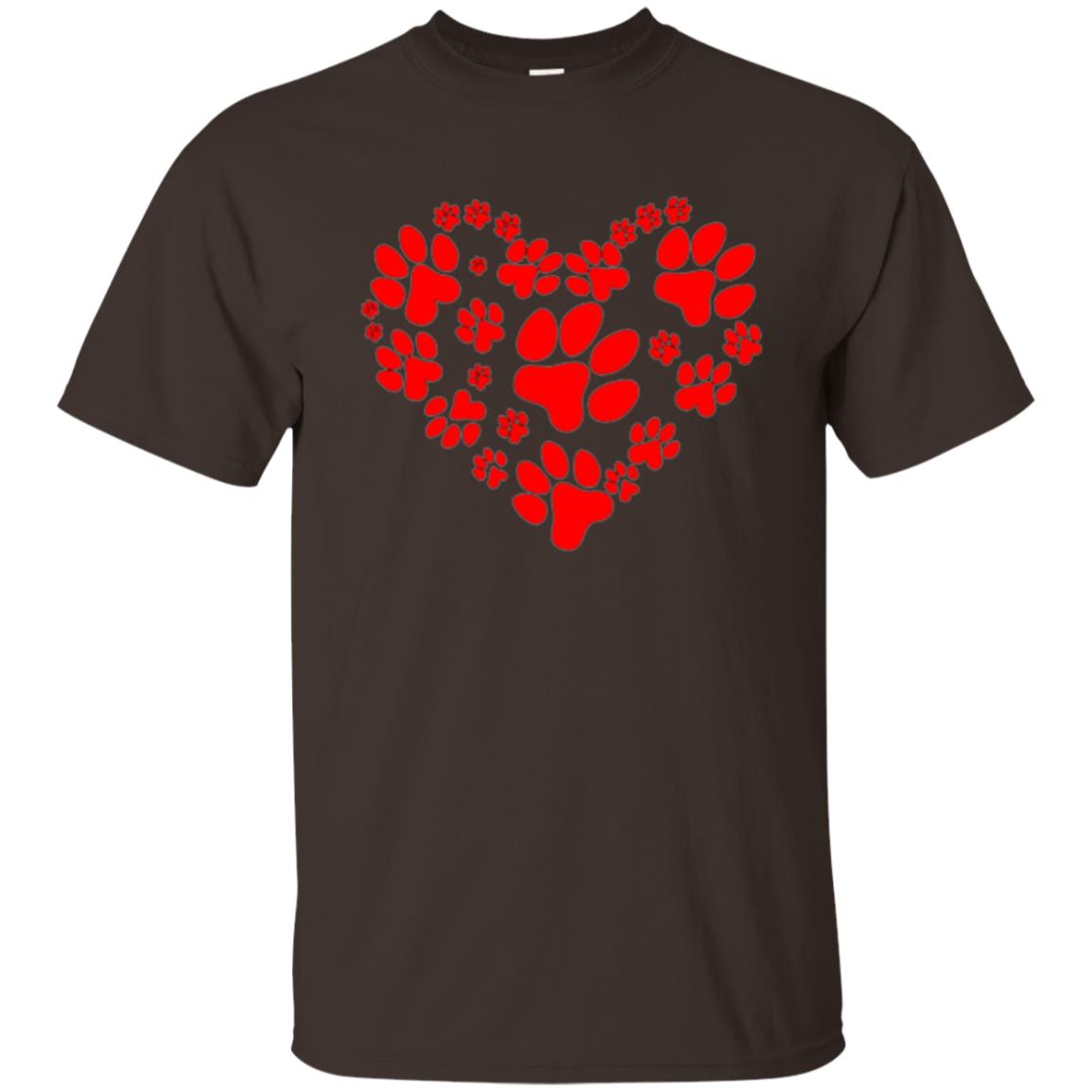 Dog Lover T-shirt Dog Paw Heart Valentine T-shirt Dark Chocolate