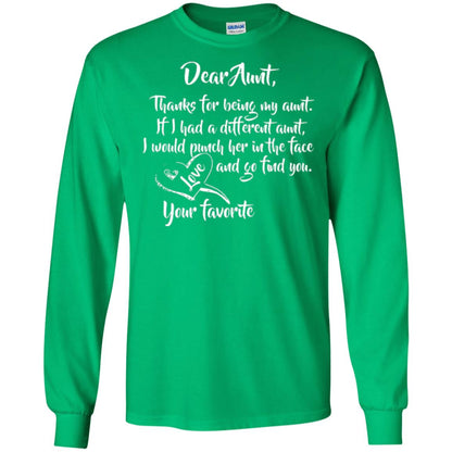 Family T-shirt Dear Aunt Thanks For Being My Aunt Irish Green