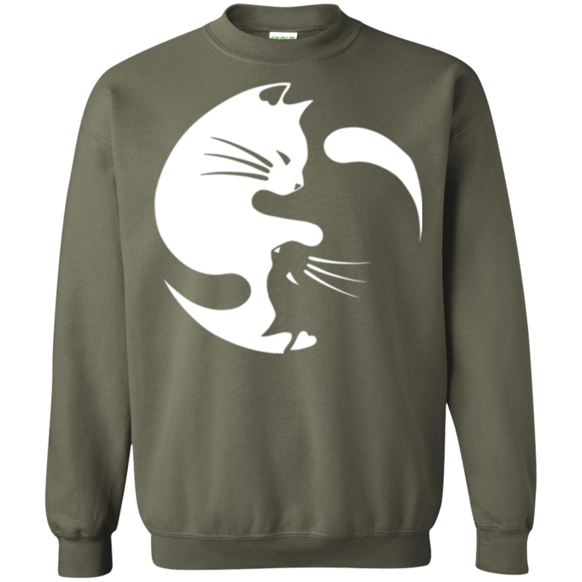 Ying Yang Cat T-shirt Military Green