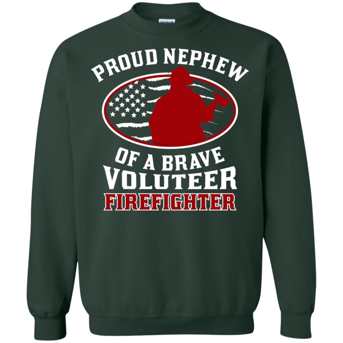 Volunteer Firefighter T-shirt American Flag Proud Nephew Forest Green