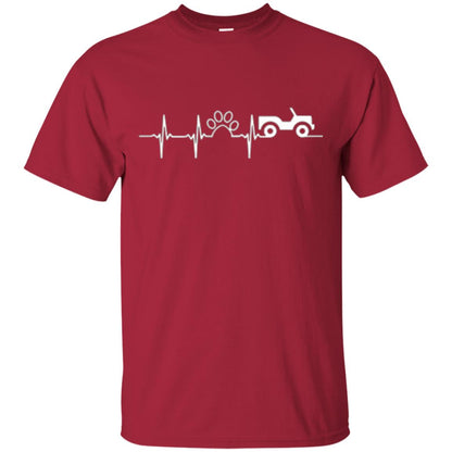 Cat Lovers T-shirt Jeep And Paw Heartbeat Cardinal
