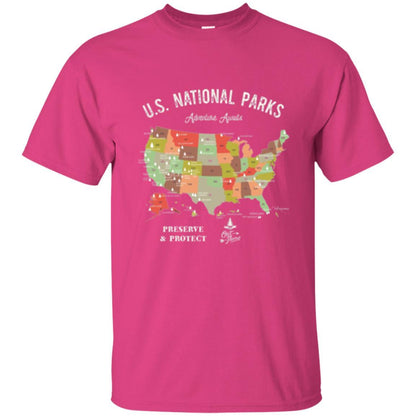 Hiking Camping T-shirt National Park Map Vintage T-shirt Heliconia