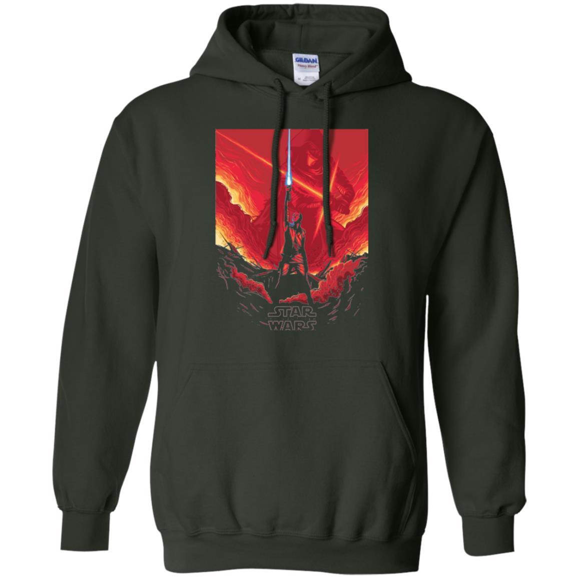 Film T-shirt Star Wars Last Jedi Rey Saber Reach Red Poster Forest Green