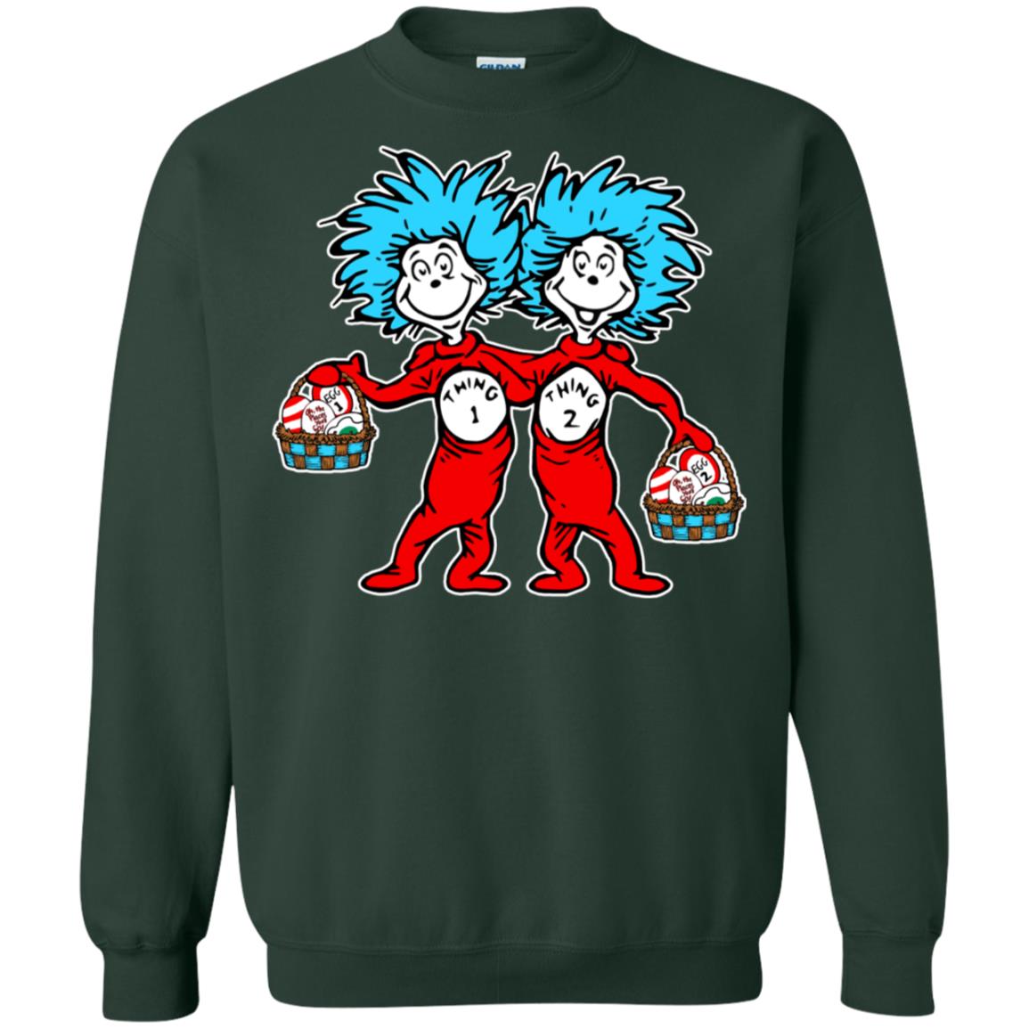 Dr. Seuss Thing 1 Thing 2 Easter Egg T-shirt Forest Green