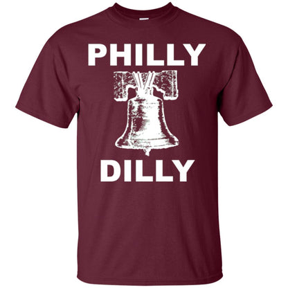 Football T-shirt Philly Dilly With Liberty Bell And Crack Philadelphia Maroon