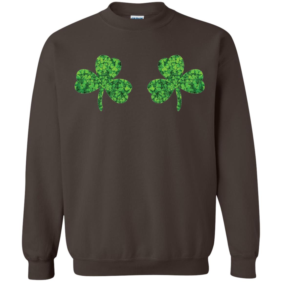 Shamrock Boobs Funny Saint Patrick_s Day T-shirt Dark Chocolate