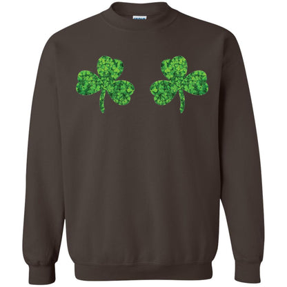 Shamrock Boobs Funny Saint Patrick_s Day T-shirt Dark Chocolate