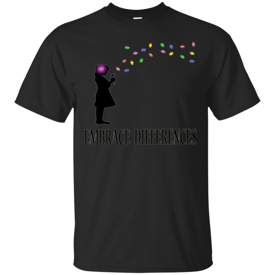 Embrace Differences Shirt Proud Autism Awareness T-shirt Black