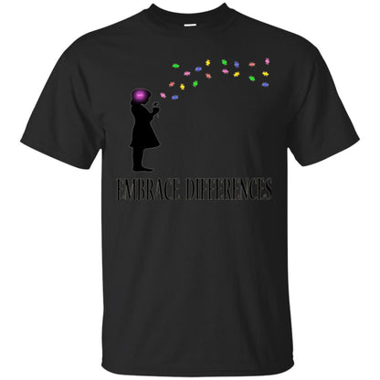 Embrace Differences Shirt Proud Autism Awareness T-shirt Black
