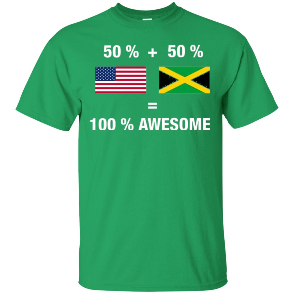 Half Jamaican Half American 100_ Jamaica Flag T-shirt Irish Green