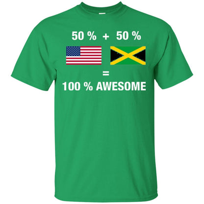Half Jamaican Half American 100_ Jamaica Flag T-shirt Irish Green