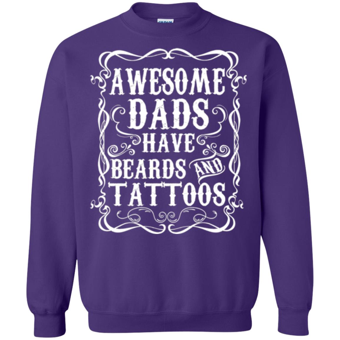 Awesome Dads Have Tattoos And Beards Funny Beard T-shirt Purple