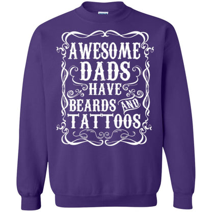 Awesome Dads Have Tattoos And Beards Funny Beard T-shirt Purple