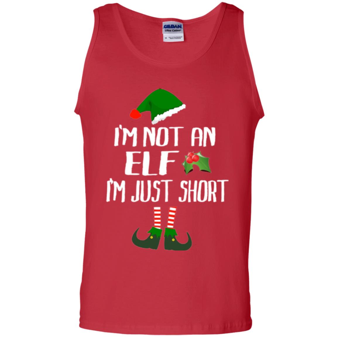 Funny Christmas T-shirt I_m Not An Elf I_m Just Short Red