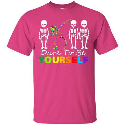 Skeleton Dabbing Dare To Be Yourself Autism Awareness Shirt Heliconia