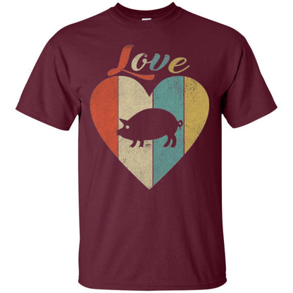 Beautiful Vintage Retro Pig Lover T-shirt Maroon