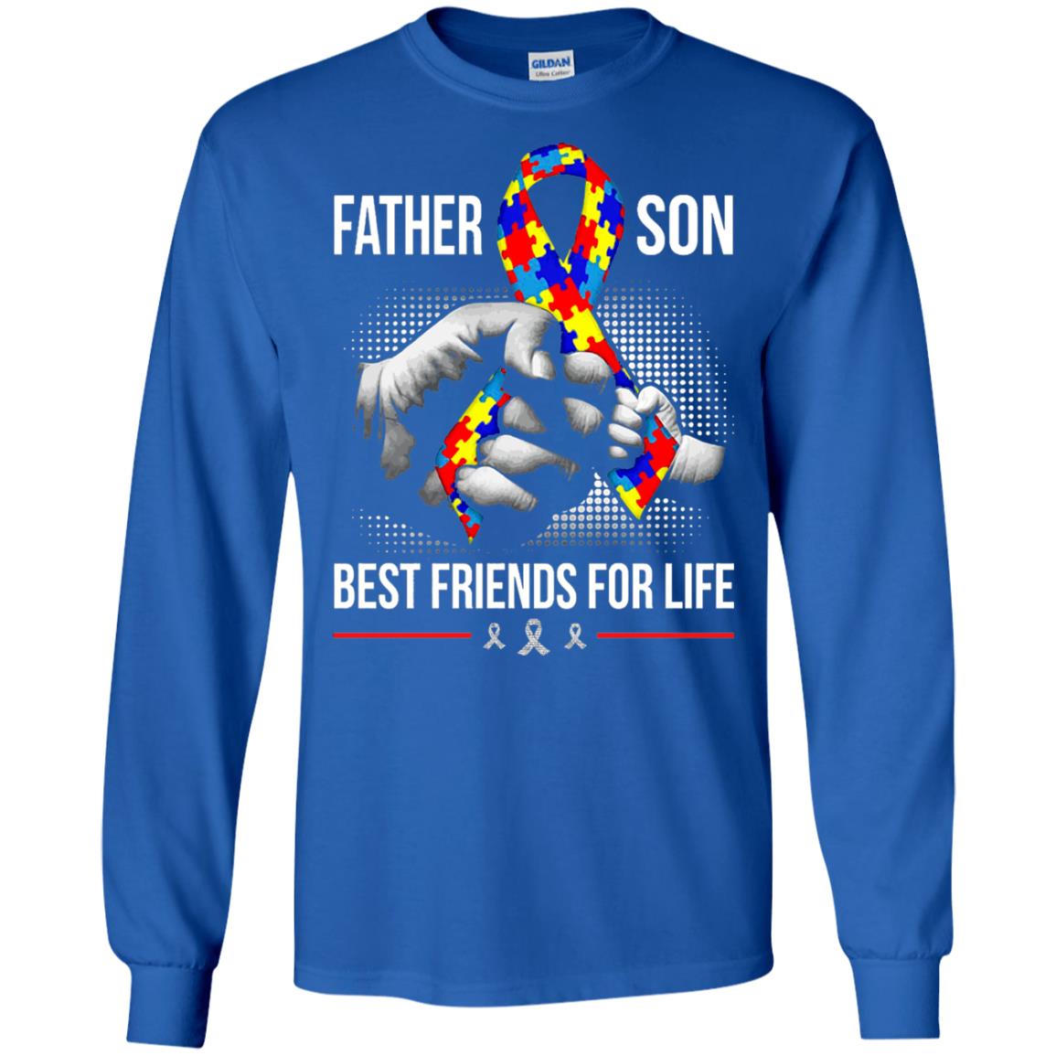 Father And Son Best Friends For Life Autism Awareness T-shirt Royal