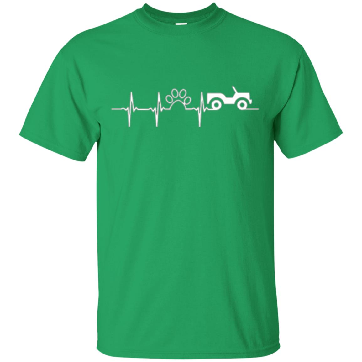 Cat Lovers T-shirt Jeep And Paw Heartbeat Irish Green