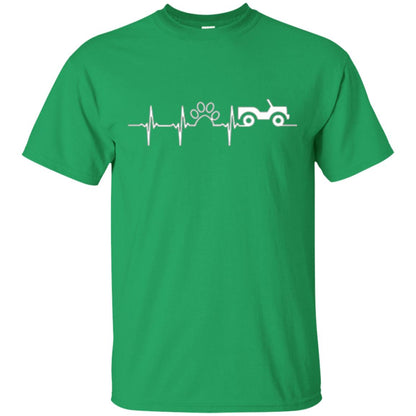 Cat Lovers T-shirt Jeep And Paw Heartbeat Irish Green
