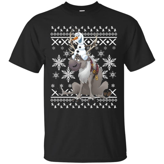 Film T-shirt Frozen Olaf Sven Riding Antler Black