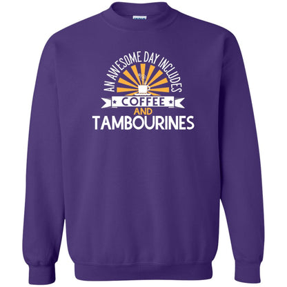 Tambourines T-shirt An Awesome Day Includes Coffee And Tambourines Purple