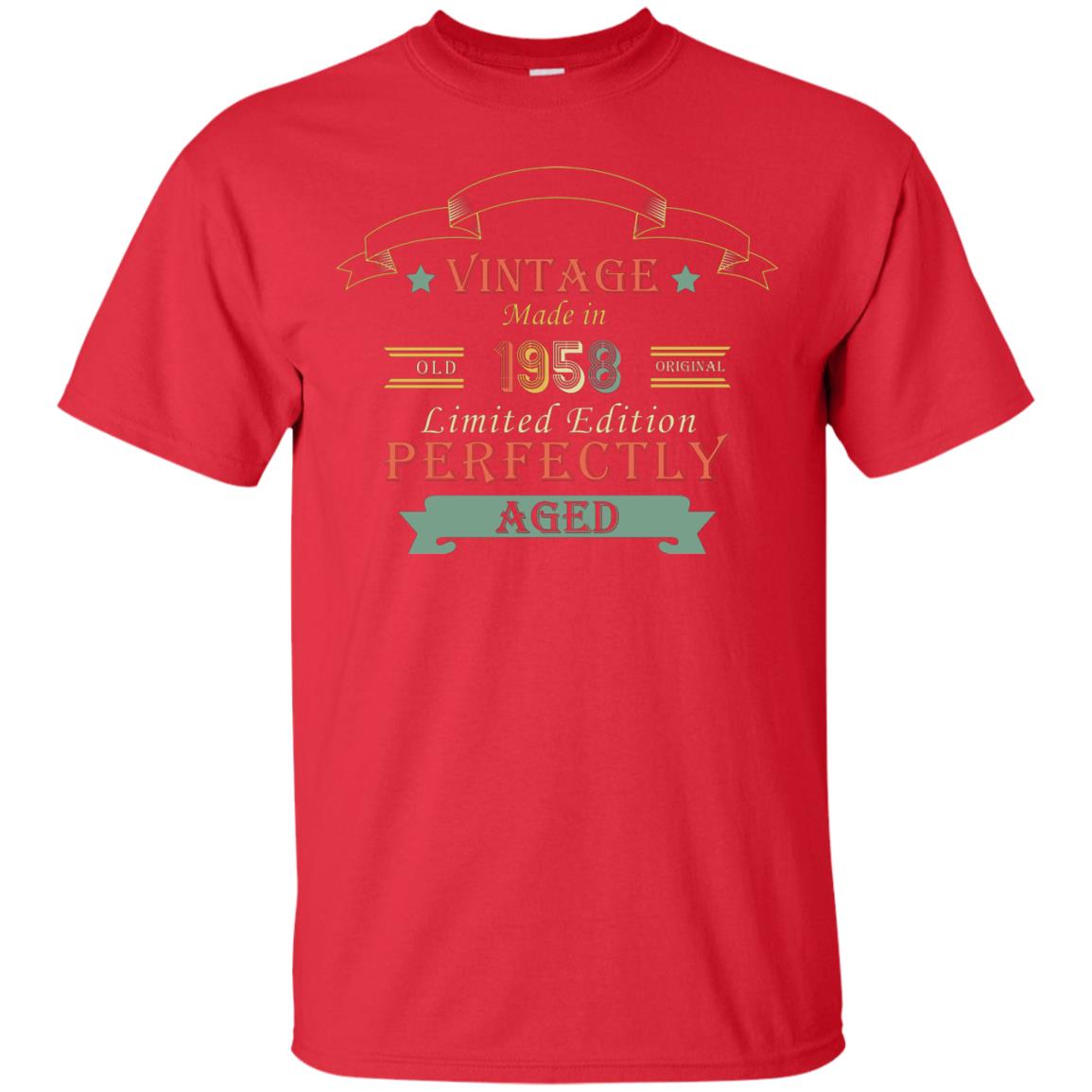 Vintage Made In Old 1958 Original Limited Edition Perfectly Aged 60th Birthday T-shirt Red